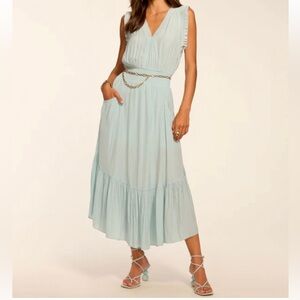 Ramy Brook Elegant Light Blue . Sleeveless Dress with elastic waist. S. NWT.